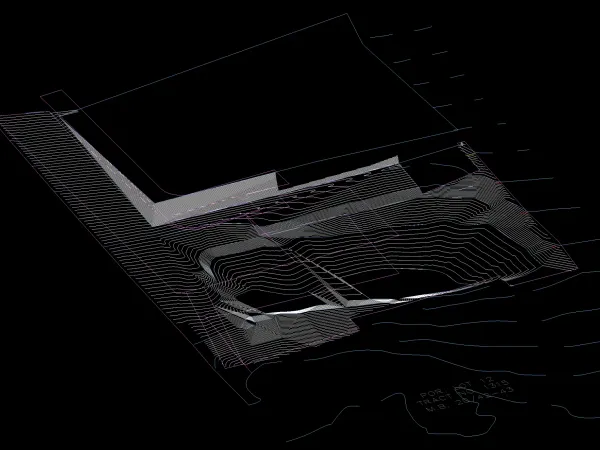 Existing slope conditions showing excavated house pad