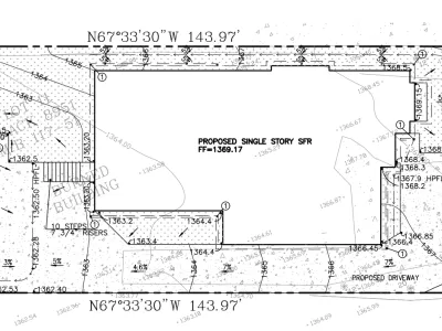 Drainage plan for Altadena Olive Ave property showing proposed grading, flowlines, and spot elevations