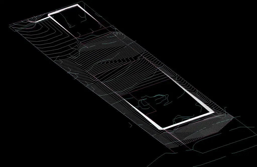 Topographic drainage plan for an Altadena property showing terrain contour lines and site boundaries
