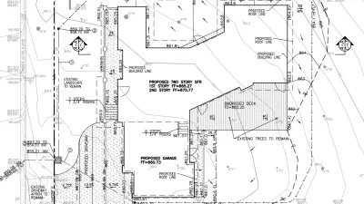 Conceptual grading plan for Burbank Sunset Canyon Drive showing contours, flow arrows, and drainage patterns