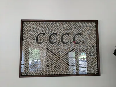 Chevy Chase Country Club golf ball display honoring the club's heritage following our grading plan completion