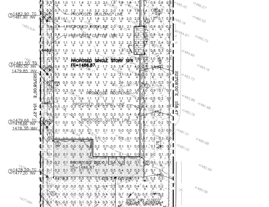 Earthwork exhibit for Altadena residential project on East Poppyfields Drive showing proposed drainage design