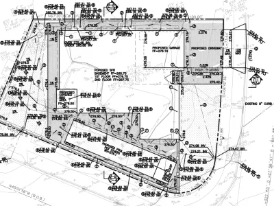 Grading cross-sections for Pacific Palisades residence showing basement excavation and floor elevations