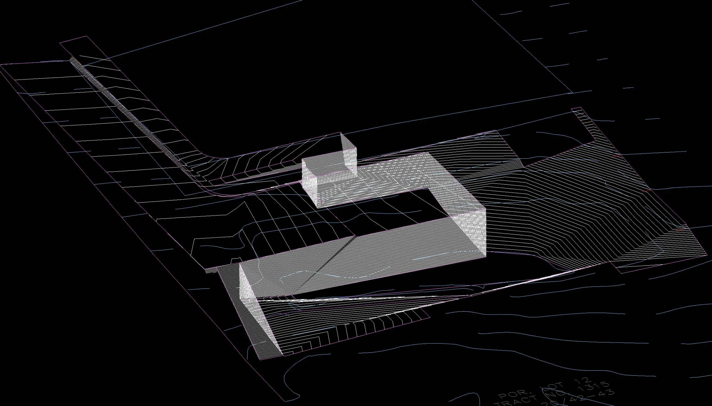 Proposed drainage pattern with retaining wall and plastic lined rain gardens for Altadena fire rebuild