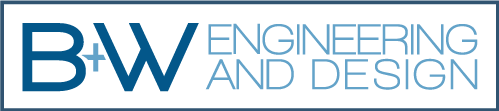 B+W Engineering and Design typographic logo, stylized with elegant lettering that embodies the firm's commitment to precision, quality, and professional excellence in the field of engineering and design.