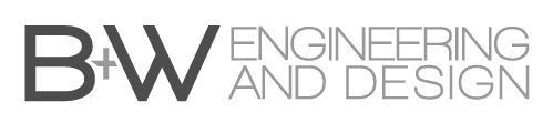 B+W Engineering and Design typographic logo, stylized with elegant lettering that embodies the firm's commitment to precision, quality, and professional excellence in the field of engineering and design.