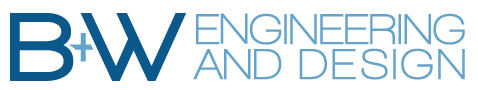 B+W Engineering and Design typographic logo, stylized with elegant lettering that embodies the firm's commitment to precision, quality, and professional excellence in the field of engineering and design.